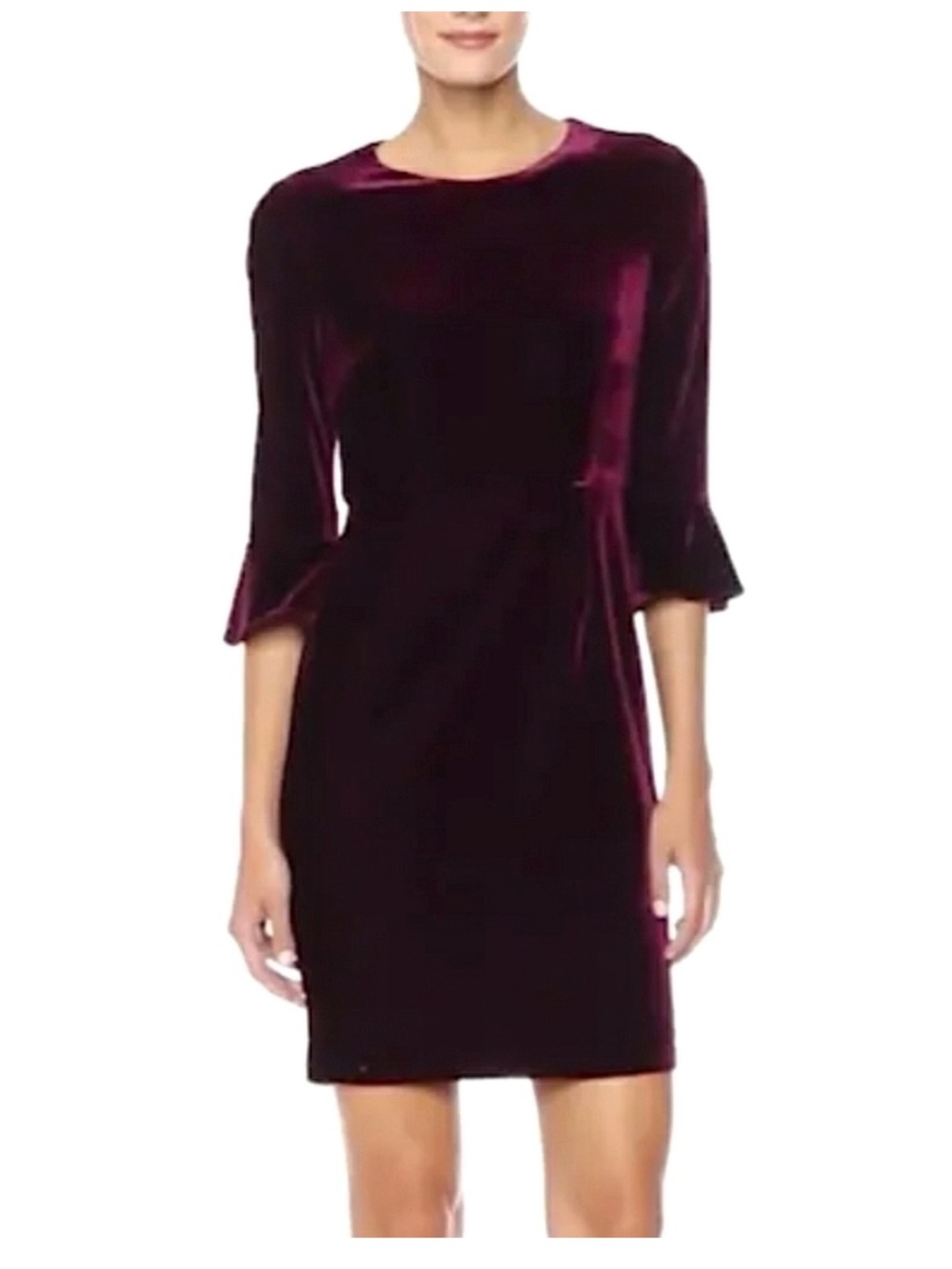 Donna Morgan Velvet Burgundy Bell Sleeve Dress 2